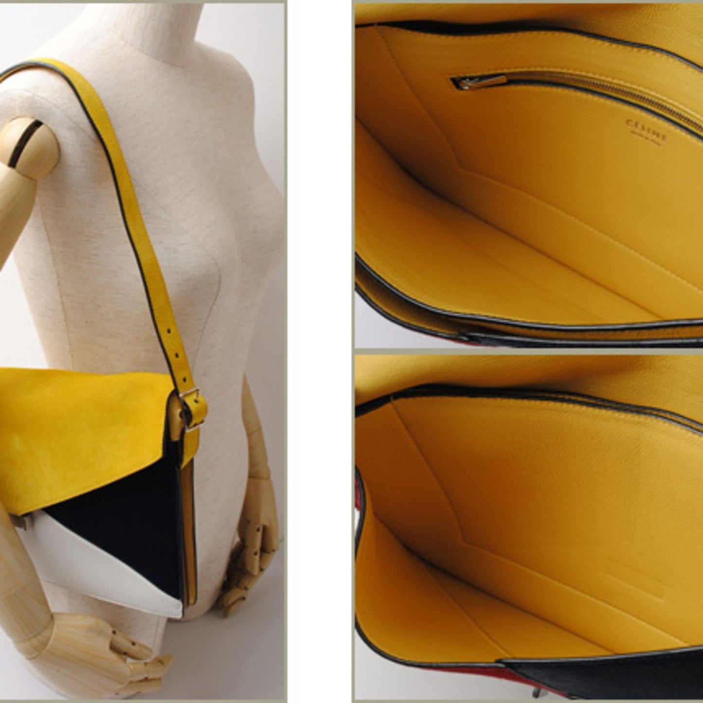 Celine shoulder bag clutch 2way Celine 171953 Yellow with yellow strap
