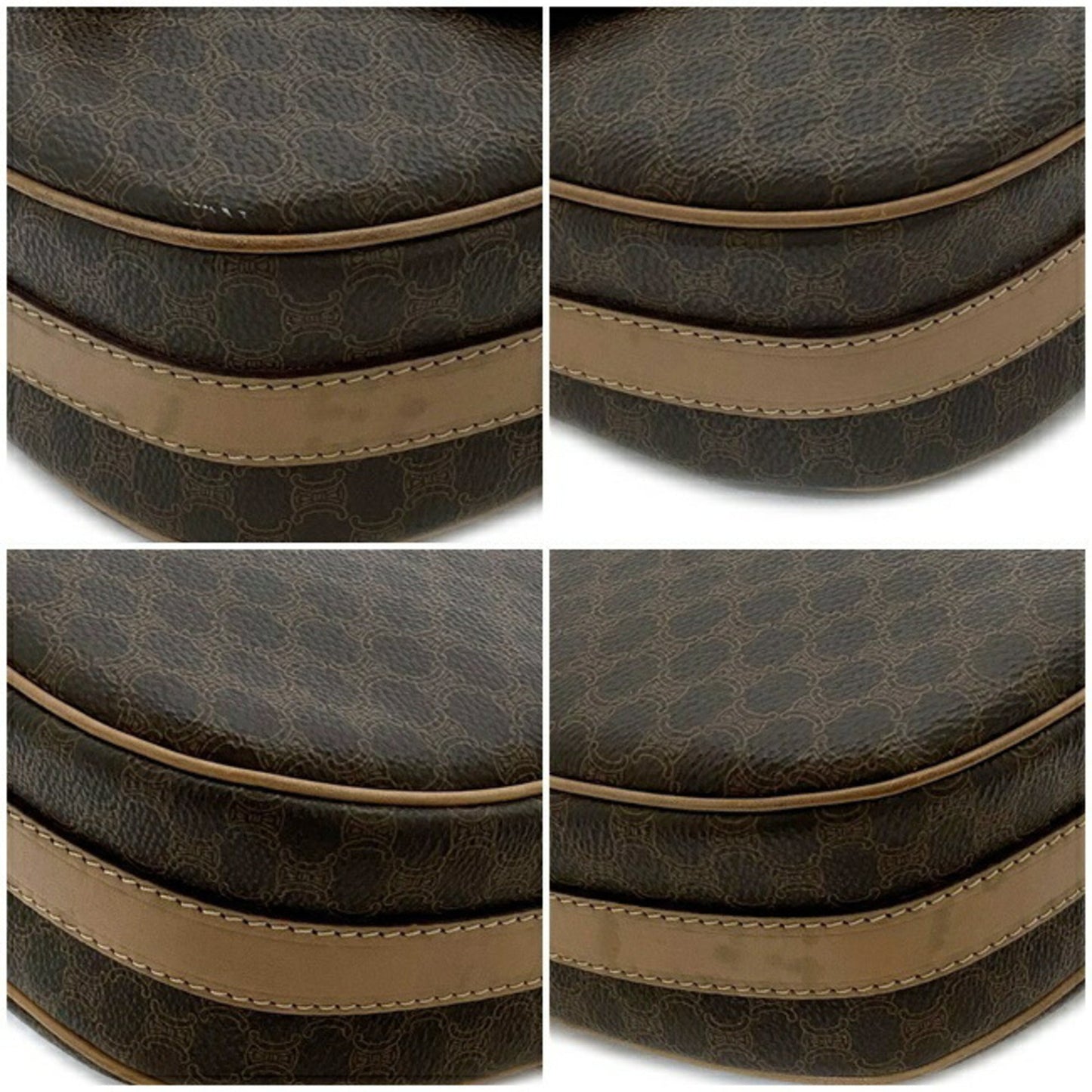 Celine Shoulder Bag Brown Beige Macadam M14 Pochette PVC Leather Celine Women's