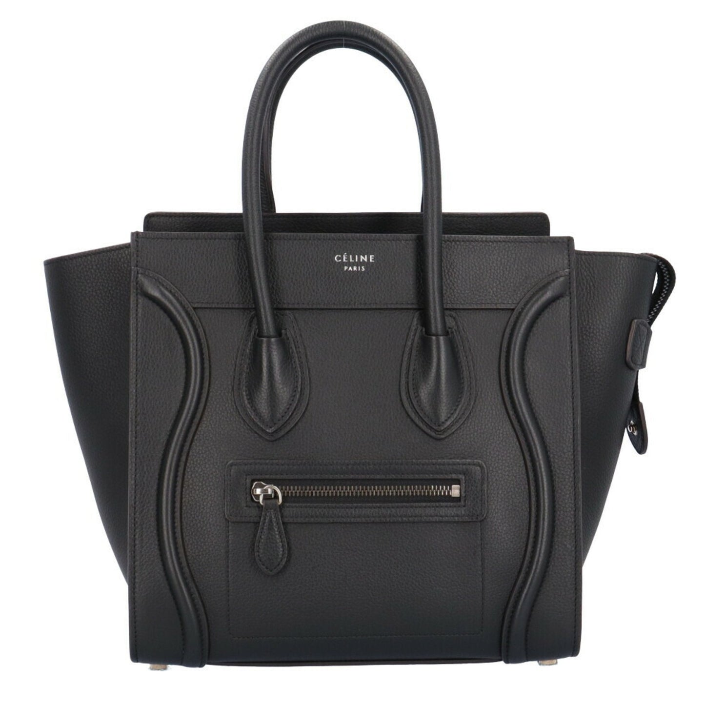 Celine Micro Shopper Luggage Handbag Leather Black Women's