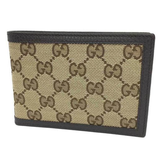 GUCCI 292534 GG canvas bi-fold wallet (ri) beige x dark brown men's