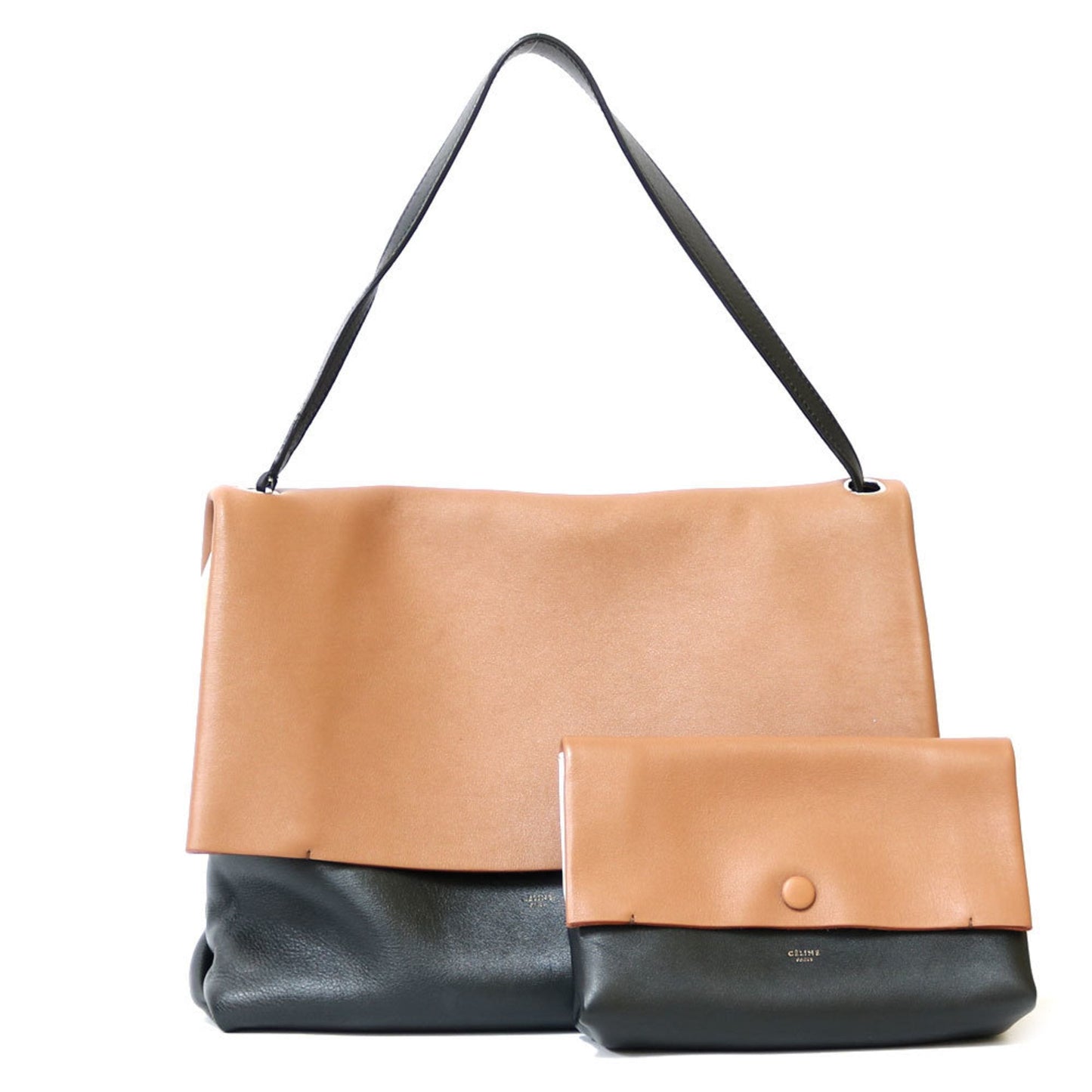 Celine Shoulder Bag All Soft Black x Brown White Ladies
