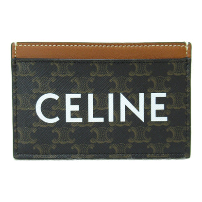 Celine Card Case Brown dark brown /Camel leather PVC coated canvas