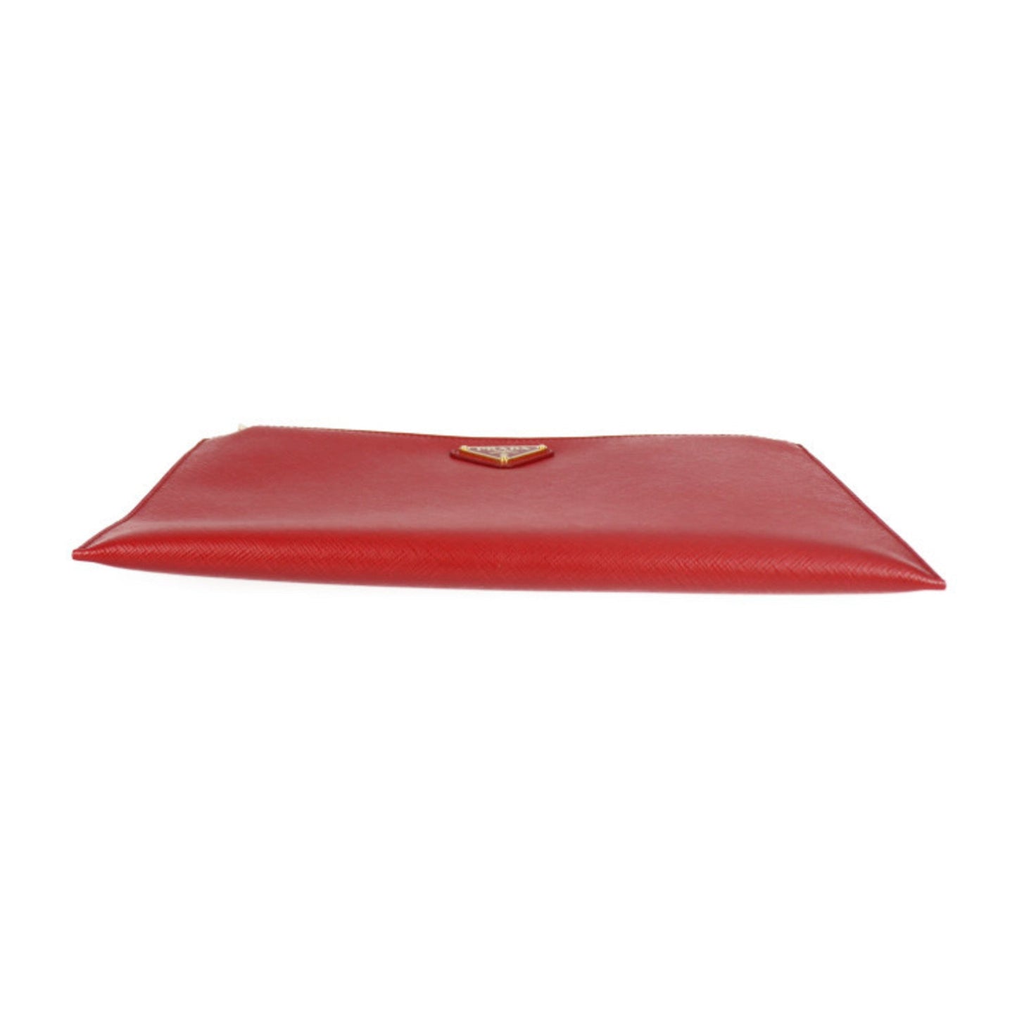 Prada CONTENITORE PIATTO clutch Bag 1NG016 saffiano leather FUOCO second triangle logo plate