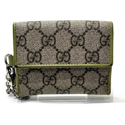 Gucci Beige Green Leather Pvc Wallet (Tri-Fold) ()