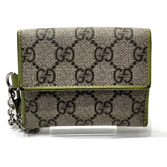 Gucci Beige Green Leather Pvc Wallet (Tri-Fold) ()