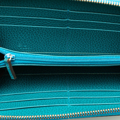 Gucci Blue Green Leather Long Wallet (Bi-Fold)