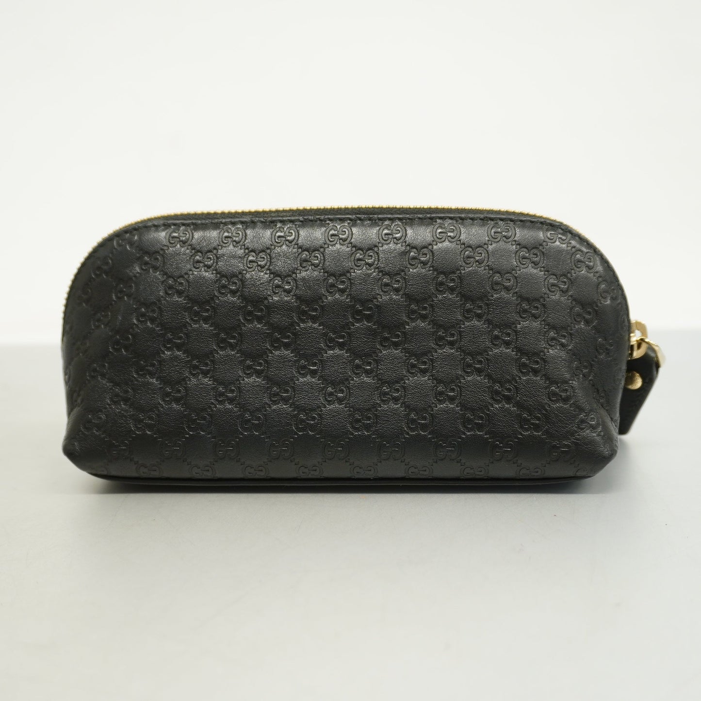 GUCCI[3cc2521]   Pouch Micro sima 449894 Leather Black Gold metal