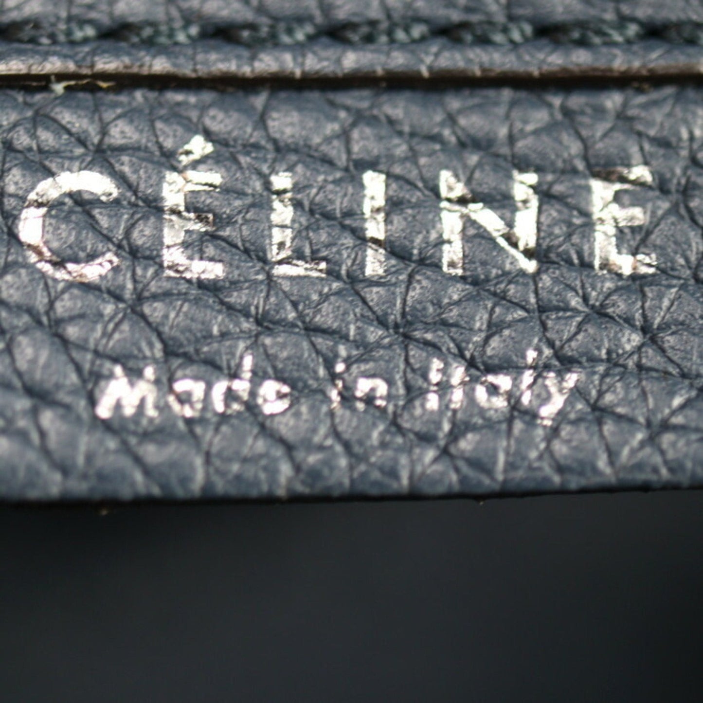 Celine Luggage Nano Shopper Handbag 168243 Leather Navy Silver Hardware 2WAY Shoulder Bag
