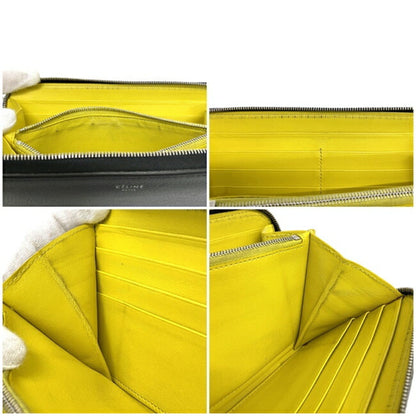 Celine Round Wallet Black Silver Yellow W TN 0174 Leather Celine Ladies Card