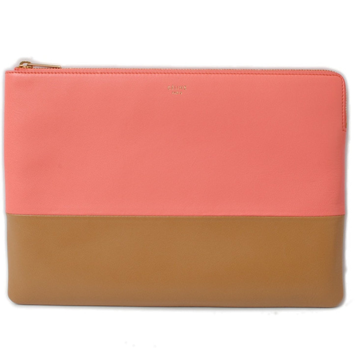 Celine Clutch Pouch Bag iPad Case Celine Bicolor Flamingo Camel 100093HTM.25FC