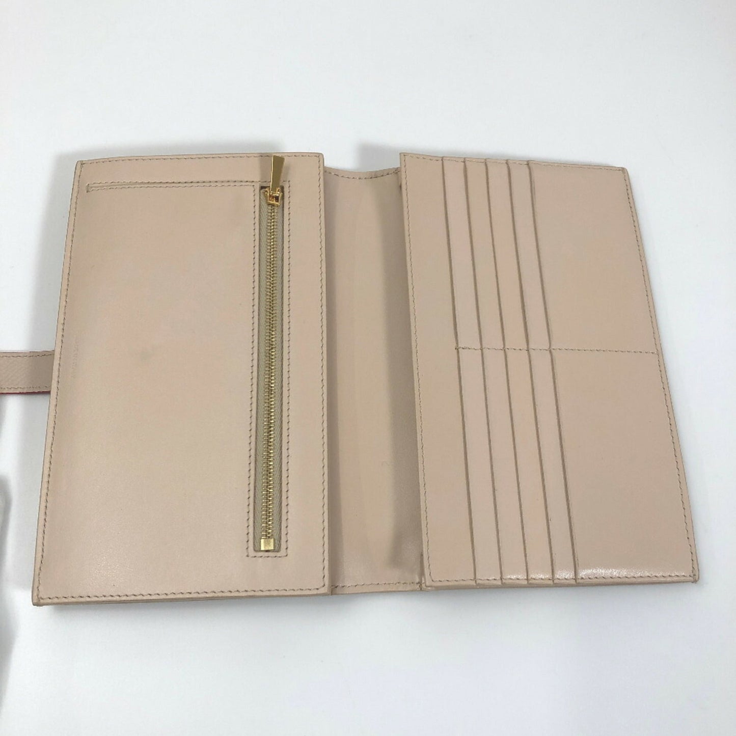 Celine Long Wallet Large Strap Bicolor Calfskin Beige Ladies Celine