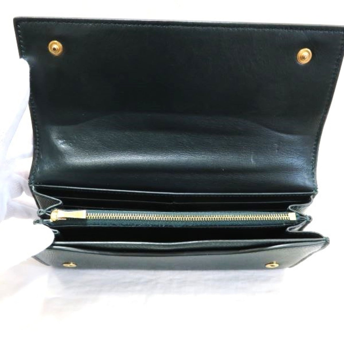 Celine Pepple Double Hook Flap Leather Long Wallet Women's