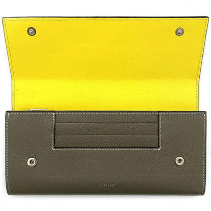 Celine bi-fold long wallet large flap multifunction beige yellow Thule 101673AFE 09SO leather Celine ladies bicolor