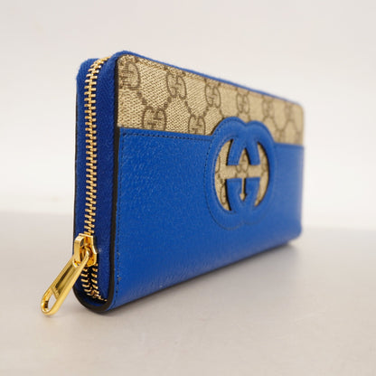 Gucci Bifold Long Wallet Interlocking G 701423 Women's GG Supreme,Leather Long Wallet (bi-fold) Blue