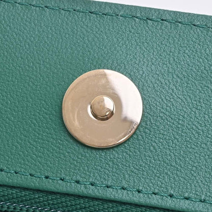 CHANEL Lambskin Matelasse Coco Mark Chain Shoulder Long Wallet Green Ladies