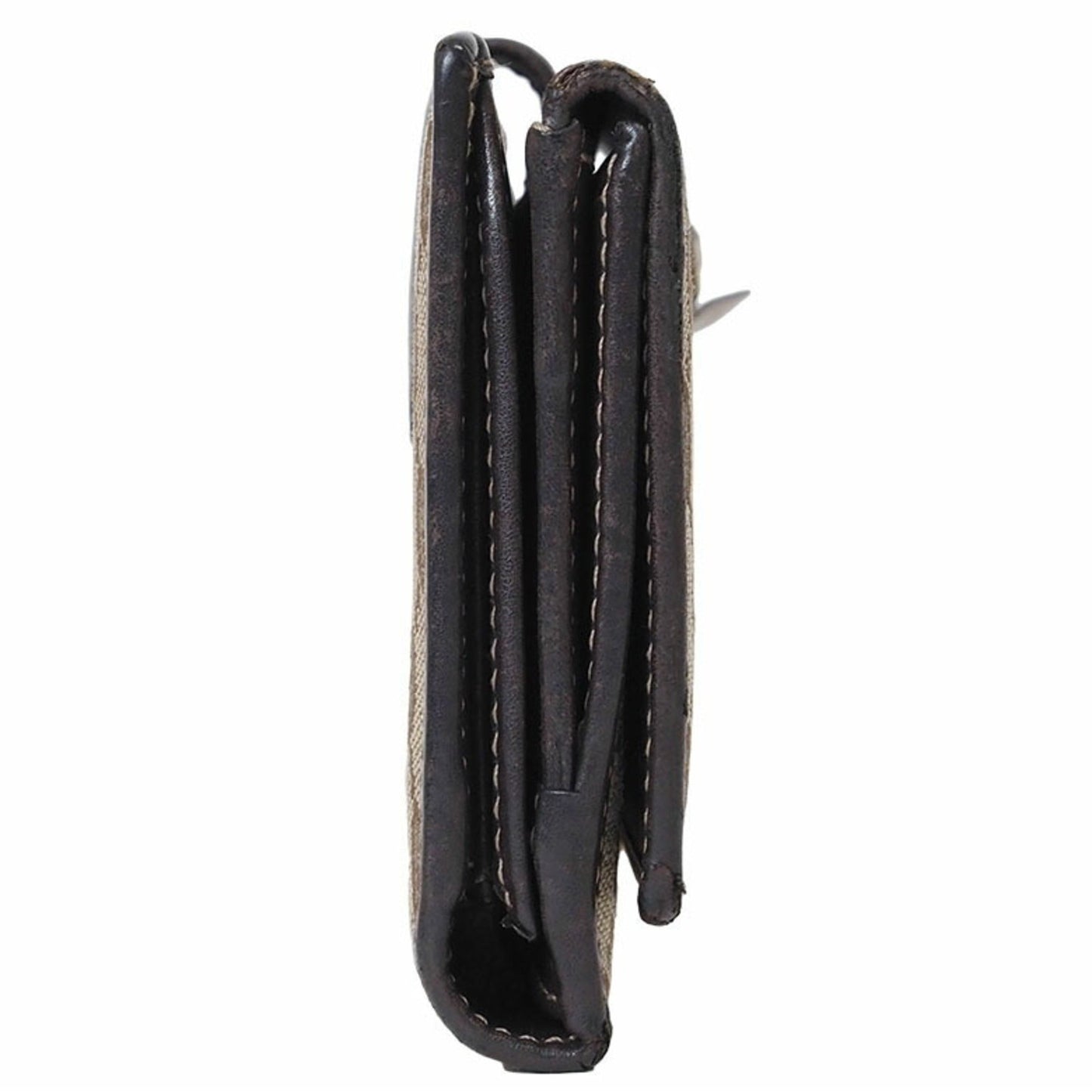 Gucci Brown Canvas Leather Long Wallet (Bi-Fold)