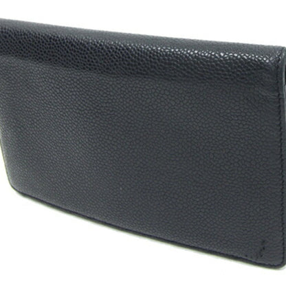 Chanel Bi-fold Long Wallet 8651 Black Caviar Skin Coco Mark Women's CHANEL
