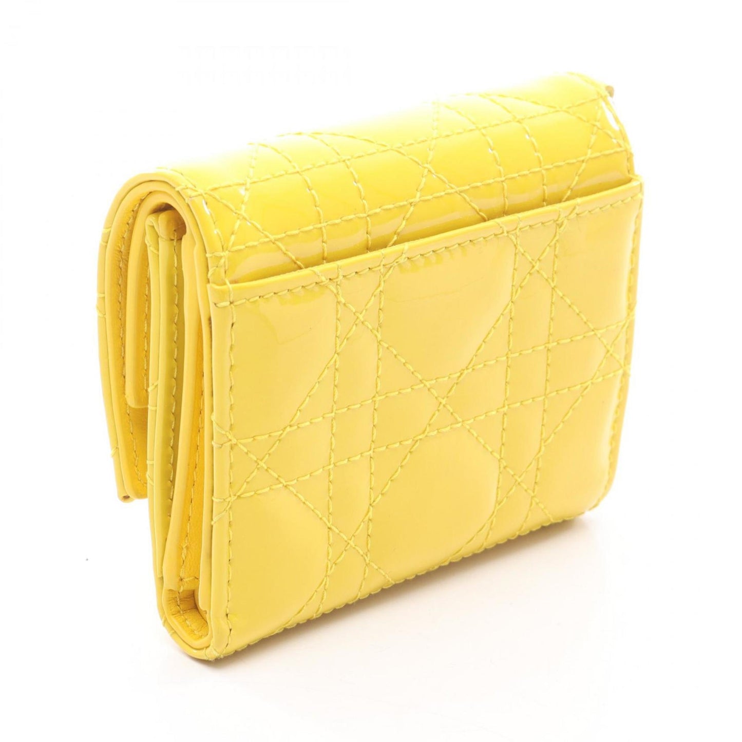 Christian Dior Yellow Patent Leather Wallet (Tri-Fold) ()