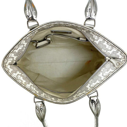 Celine Tote Bag Gray Silver White Salky PVC Leather Celine Carriage Horse Women's Metallic
