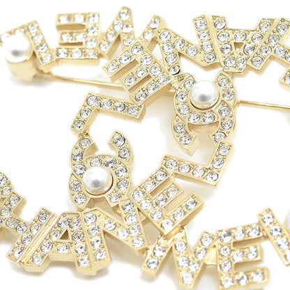 Chanel Brooch Coco Mark Rhinestone Pearl A20B