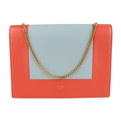 Celine Frame Evening Chain Wallet Clutch Bag 107773 Leather POPPY Red CLOUD Gray 2WAY Shoulder Diagonal