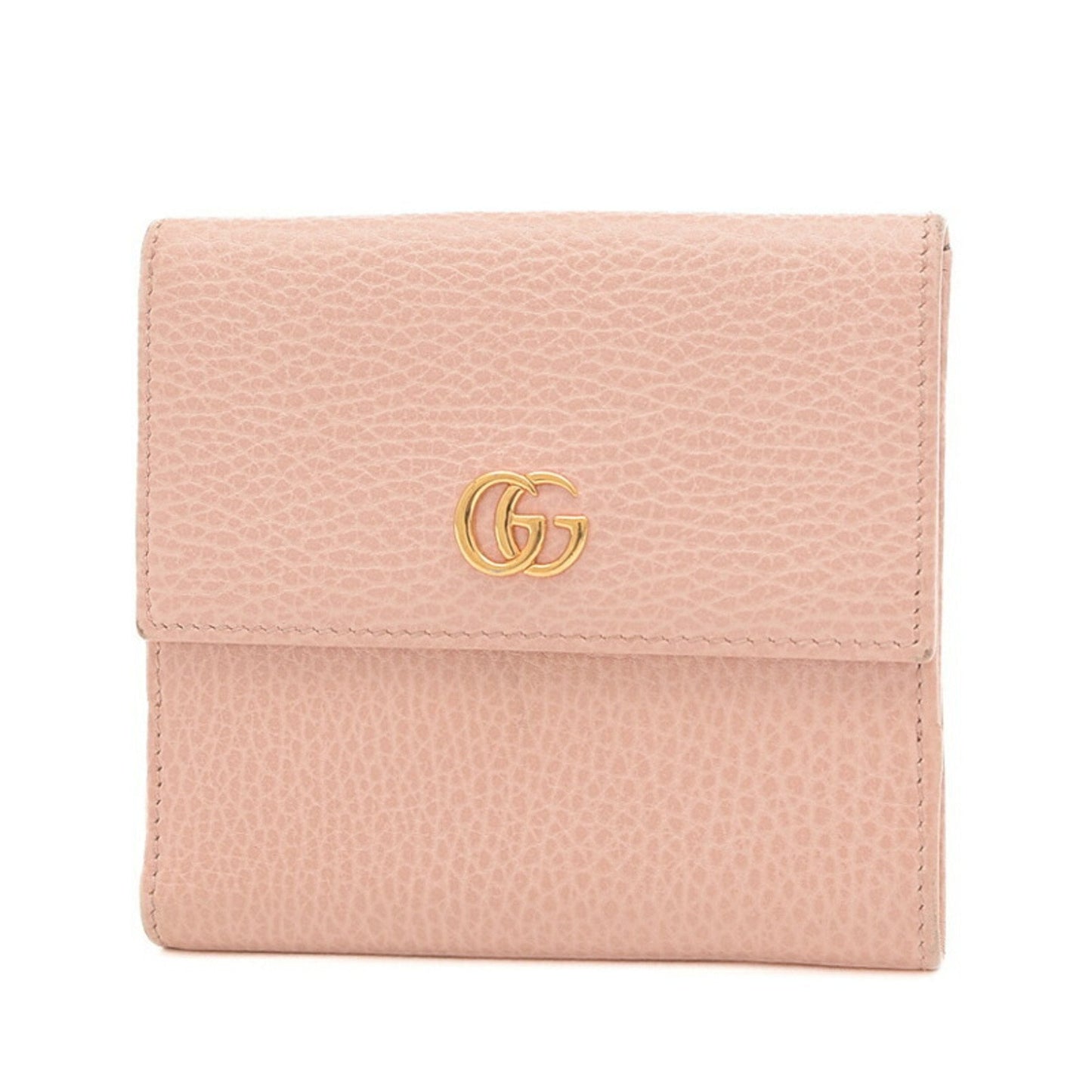 GUCCI GG Marmont Compact Wallet Leather Pink 456122