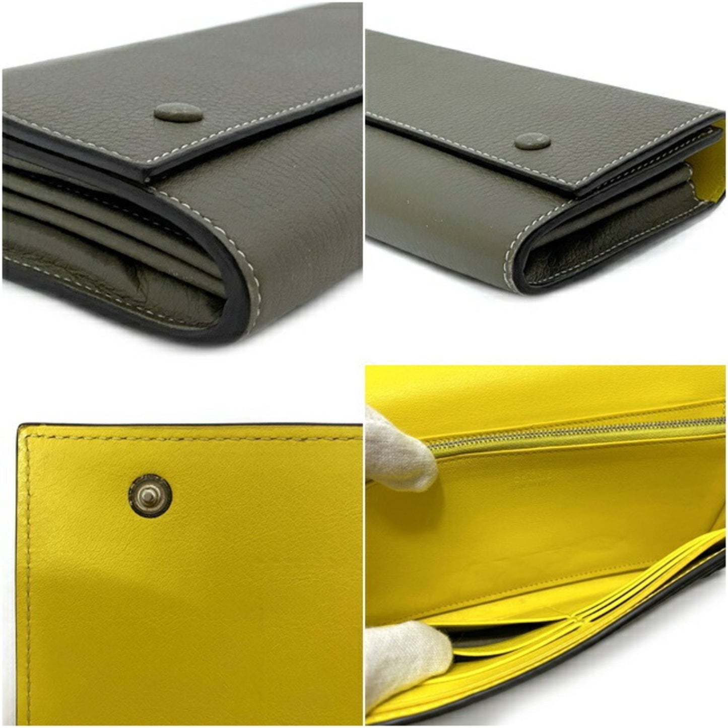 Celine bi-fold long wallet large flap multifunction beige yellow Thule 101673AFE 09SO leather Celine ladies bicolor