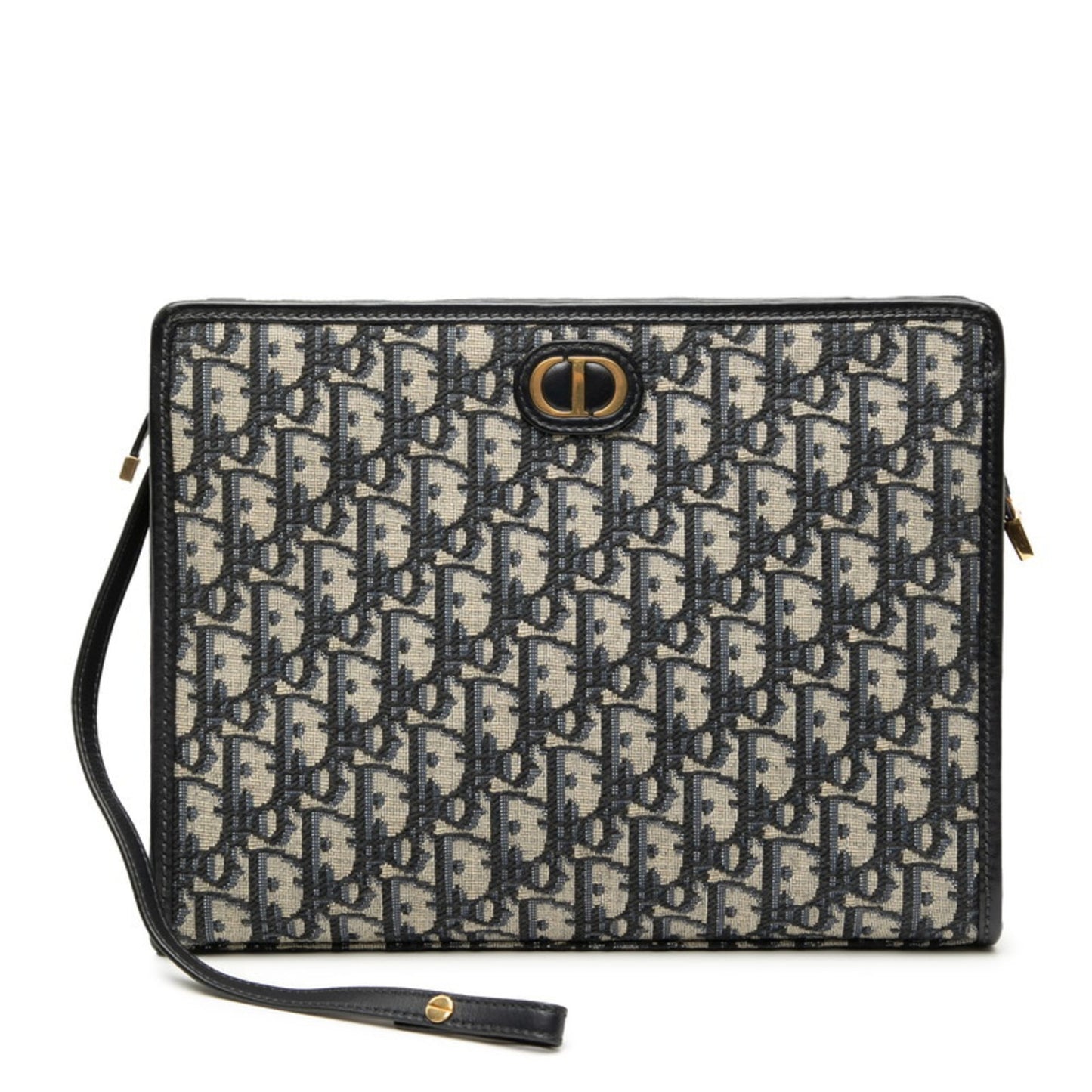 Christian Dior Navy Canvas Leather Clutch Bag ()