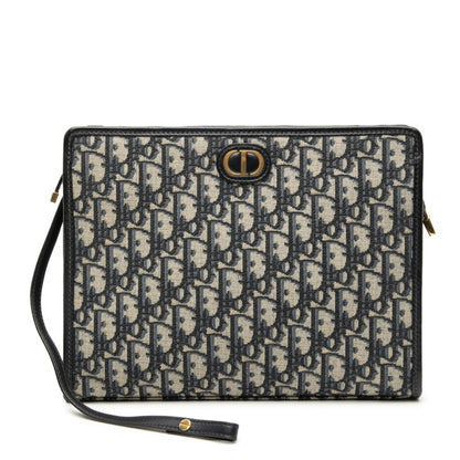 Christian Dior Navy Canvas Leather Clutch Bag ()
