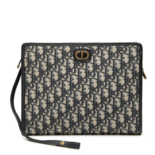 Christian Dior Navy Canvas Leather Clutch Bag ()