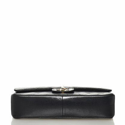 Chanel Matelasse Coco Mark Double Flap Chain Shoulder Bag Black Lambskin Ladies CHANEL