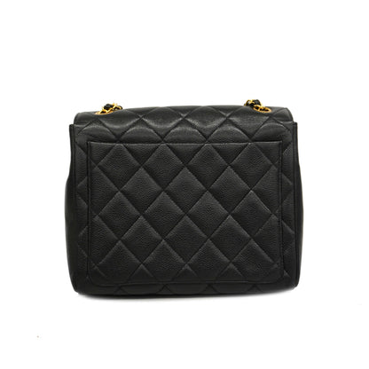 CHANEL   Matelasse Chain Shoulder Women's Caviar Leather Shoulder Bag Black