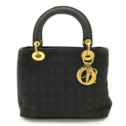 Christian Dior Lady Dior Black Nylon Handbag Tote Bag ()
