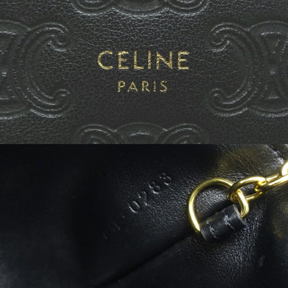 Celine Key & Card Coin Purse Women's Men's Case 10C663 Leather Black