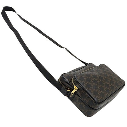 Celine Bag Women's Men's Shoulder Triomphe Medium Forco Black Brown Unisex