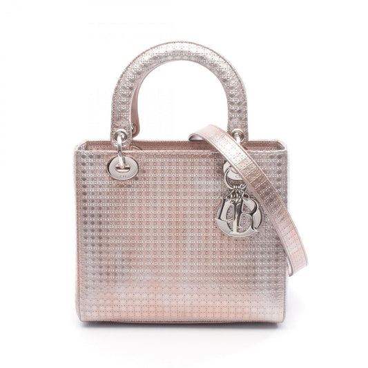 Christian Dior Pink Silver Leather Handbag ()