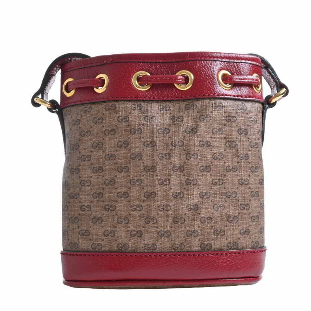 Gucci Micro GG Supreme Mini Bucket Bag Shoulder Doraemon Red/Brown PVC
