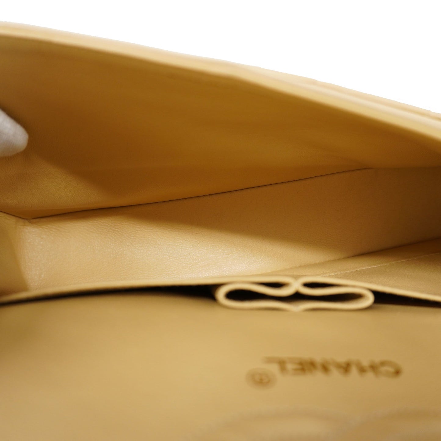 ChanelAuth  Matelasse W Flap W Chain Women's Leather Shoulder Bag Beige