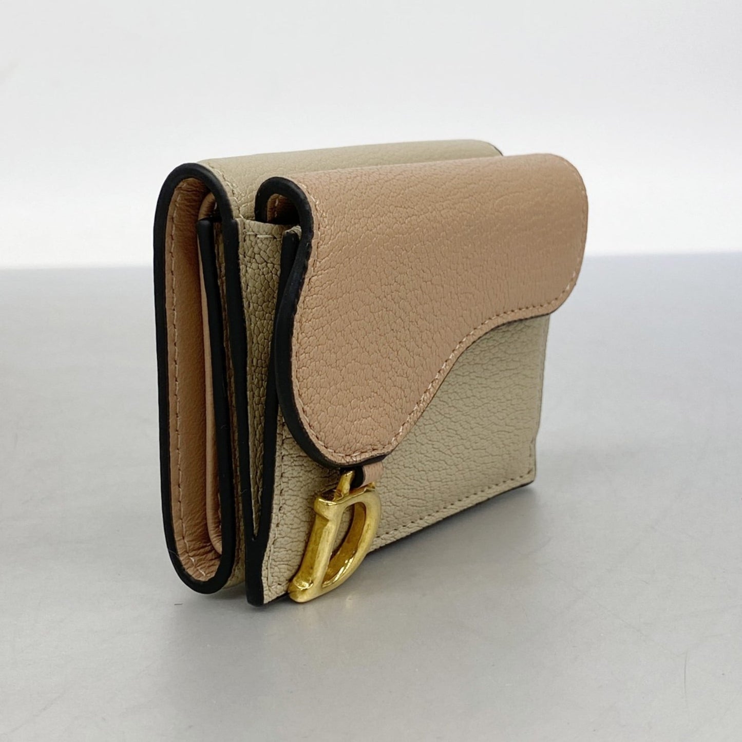 Christian Dior Pink Beige Leather Wallet (Tri-Fold) ()