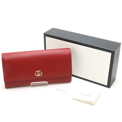 Gucci Petite Marmont Leather Continental Bifold Long Wallet 456116 Red