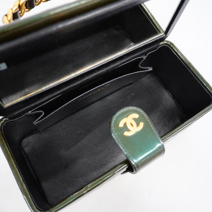 Chanel Matelasse Vanity Bag Women's Leather Vanity Bag Dark Green