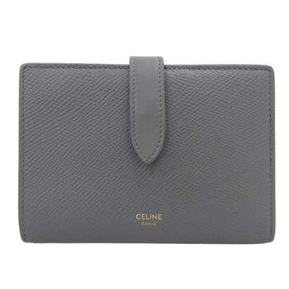 Celine Medium Strap Wallet Folding with Hook Leather Gray 10B643BFP 10BL