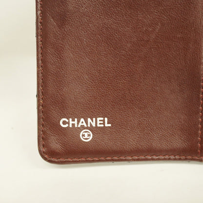ChanelAuth  Matelasse Long Wallet Silver Metal Fittings Women's Lambskin