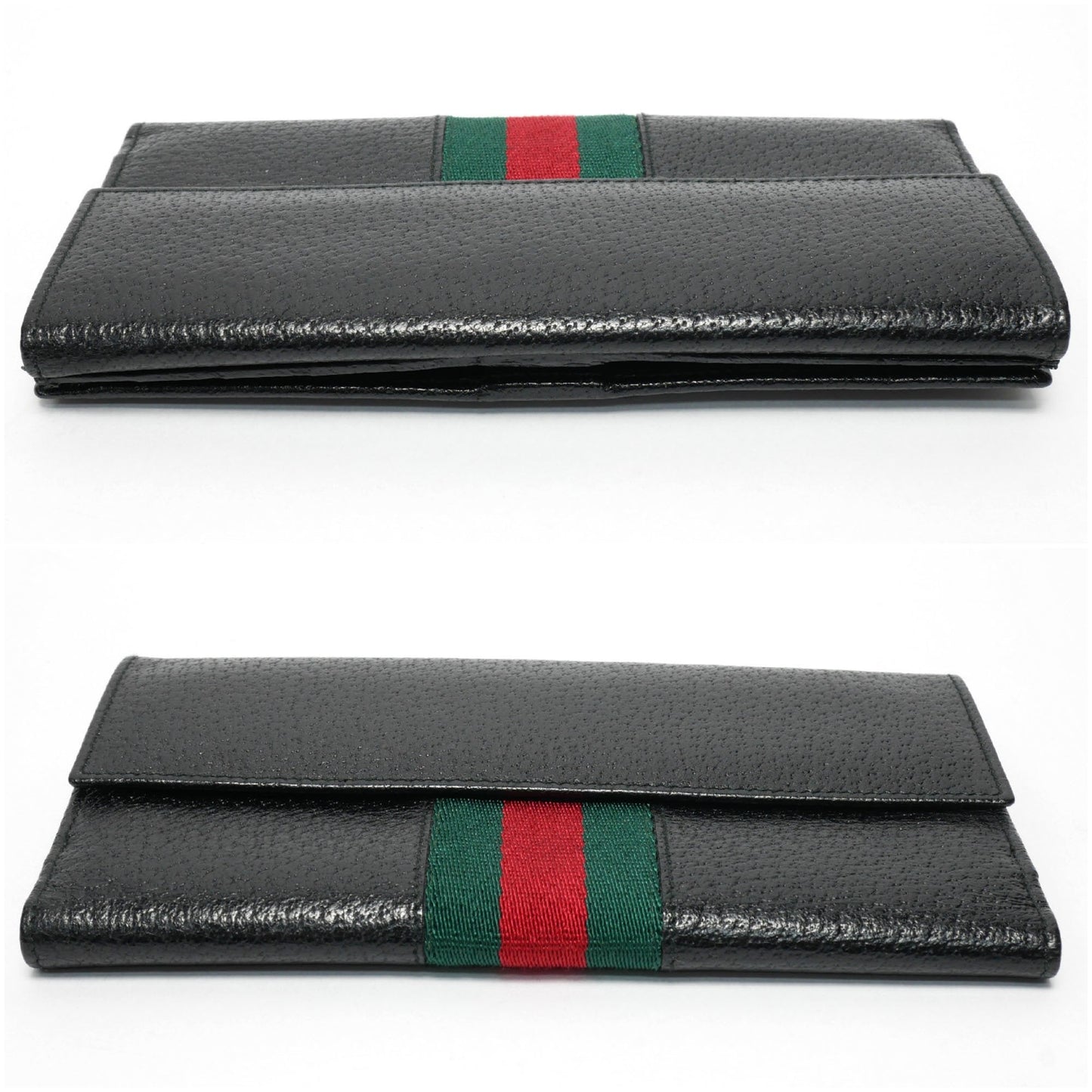 Gucci long wallet bi-fold for men brand logo sherry line with coin purse pigskin silver metal fittings black