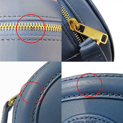 Celine Bag Ladies Triomphe Shoulder Leather Oval Perscuit Blue