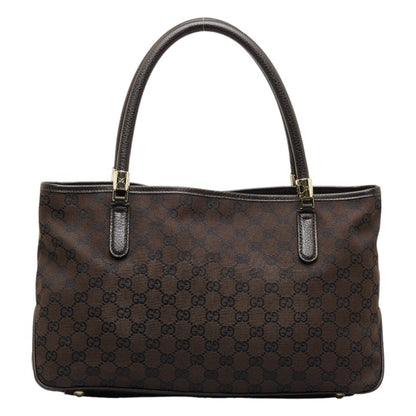 GUCCI GG Canvas Handbag Shoulder Bag 290826 Brown Leather Women's