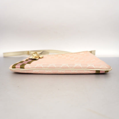 GUCCI  Sherry Line 144388 Women's GG Canvas,Leather Shoulder Bag Ivory,Pink