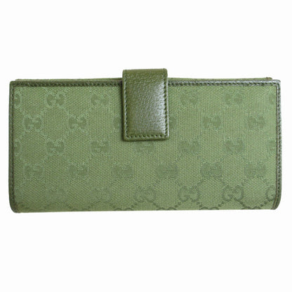 Gucci Green Khaki Canvas Long Wallet (Bi-Fold)