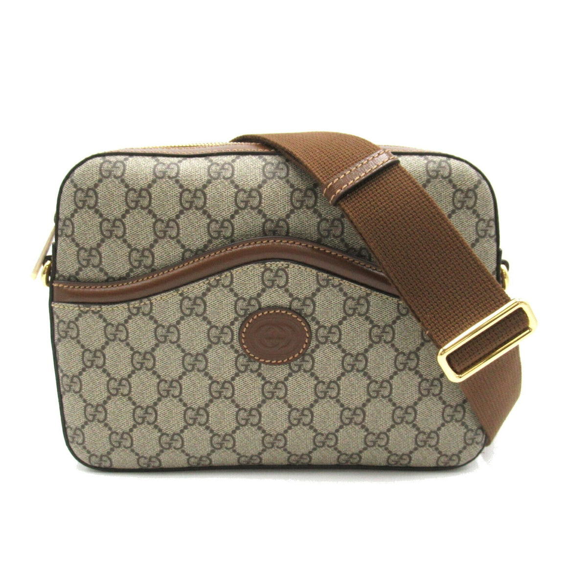 Gucci Brown Pvc Coated Canvas Leather Shoulder Bag ()