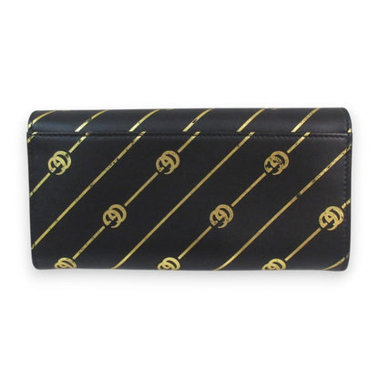 Gucci Black Gold Leather Wallet (Tri-Fold)